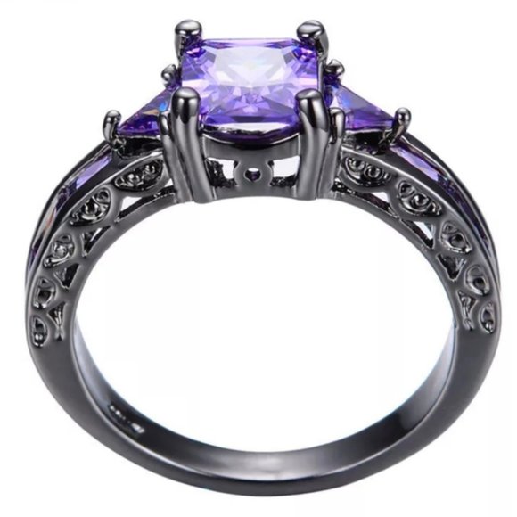 NEW Midnight Black Lavender Amethyst Ring - Picture 3 of 7